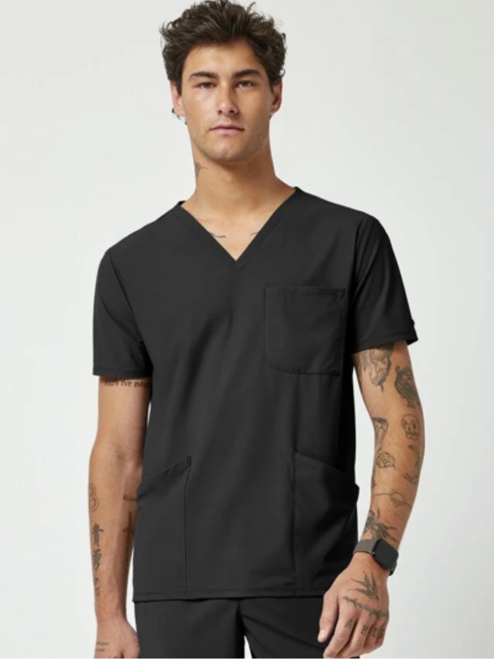 Men’s Black V-Neck Scrub Shirt NEW